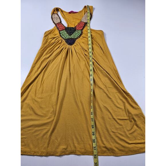 Julie's closet botique top beaded multi color yellow tank made in USA bold small - Picture 6 of 7